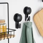 Vilde, haczyk wieszak na przyssawkę, czarny, 5,5 cm, 2 szt.