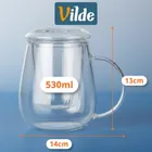 Vilde, kubek z zaparzaczem i pokrywką, szklany, 530 ml