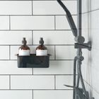 Vilde, półka pod prysznic na przyssawki, czarna, 23,5-13,5-15 cm