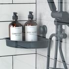 Vilde, półka pod prysznic na przyssawki, narożna, czarna, 28-22-12 cm