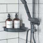 Vilde, półka pod prysznic, narożna, przyklejana, czarna, 28-22-8 cm