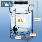 Vilde, słój do napojów z kranikiem i stojakiem, czarny, 8l