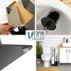 Vilde, stojak na papier toaletowy, ze szczotką, czarny, 68,5 cm