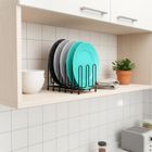 Vilde, stojak na pokrywki i talerze, rozkładany, metalowy, czarny, 8-74 cm