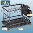 Vilde, suszarka na naczynia, metalowa, czarna, 2-poziomowa, 42-29-36,5 cm