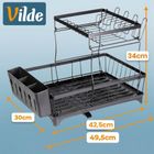 Vilde, suszarka na naczynia, metalowa, czarna, 2-poziomowa, 49,5-30-34 cm