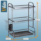 Vilde, suszarka na naczynia, metalowa, czarna, 3-poziomowa, 54,5-24,5-60 cm