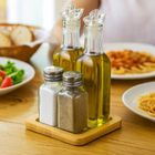 Vivalto, zestaw do przypraw i oleju z drewnianą podstawą, 4 elementy