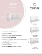 Yoonco, Timio, łóżeczko drewniane z barierką, beżowe, 120-60 cm