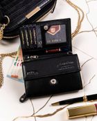 Zestaw prezentowy: Portfel, Brelok, czarny, skórzany, Peterson