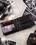 Zestaw prezentowy: Portfel, Brelok, czarny, skórzany, Peterson