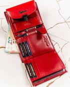 Zestaw prezentowy: Portfel, Brelok, czerwony, skórzany, Peterson