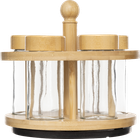 5five Simply Smart, Cozy, obrotowy pojemnik na przyprawy, 4 szklane słoiczki