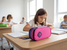 Abag, piórnik owalny, hexagon pink ombre