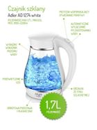 Adler, czajnik elektryczny, biały, 2200W, 1.7l, AD 1274