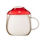 Altom Design, Pod kapeluszem, kubek ceramiczny w kształcie grzybka z pokrywką, czerwony, 370 ml