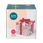 Altom Design, puzderko kwadratowe szklane z czerwoną kokardą, 7-7-12 cm, color box