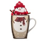 Altom Design, zimowy kubek baryłka nbc, 340 ml, z maskotką, bałwanek, w opasce