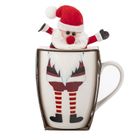 Altom Design, zimowy kubek baryłka nbc, 340 ml, z maskotką, Mikołaj, w opasce