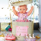 Baby Born, zestaw urodzinowy, sukienka, buciki, korona, tort