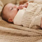 BabyOno, kocyk dzianinowy, bawełniany, beżowy