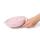 BabyOno, silikonowy talerzyk z przyssawką i przykrywką, różowy