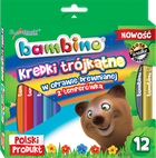 Bambino, kredki trójkątne z temperówką, 12 kolorów
