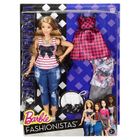 Barbie Fashionistas, Modne przyjaciółki, 37 Everyday Chic, Curvy, lalka z ubrankami, zestaw
