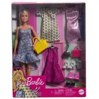 Barbie, lalka blondynka, zestaw z ubrankami i akcesoriami