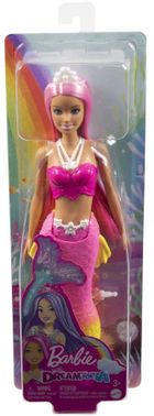 Barbie, lalka syrenka, różowo-żółty ogon