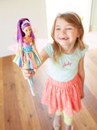Barbie, lalka wróżka ze skrzydełkami, fioletowe włosy