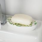Bathroom Solutions, zestaw łazienkowy ceramiczny, biały dekor bambus, 4 elementy