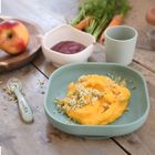 Beaba, komplet naczyń z silikonu z przyssawką, sage green