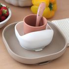 Beaba, komplet naczyń z silikonu z przyssawką, terracotta