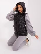 Bezrękawnik damski z kapturem, czarny, Sublevel