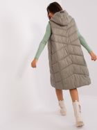 Bezrękawnik damski z kapturem, khaki, Sublevel