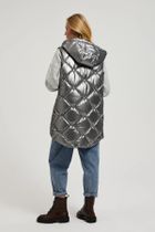 Bezrękawnik damski z kapturem, srebrny, Moodo