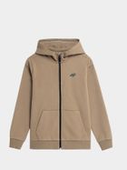 Bluza chłopięca z kapturem, rozpinana, beżowa, 4F