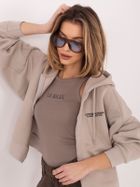 Bluza damska z kapturem, rozpinana, beżowa, Sublevel