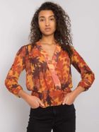 Bluzka damska z długim rękawem, brązowa, Factory Price