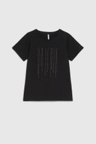 Bluzka damska z krótkim rękawem, czarna, Moodo