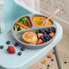 Bocioland, silikonowy talerzyk z przyssawkami i przegródkami, jasny szary