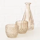 Boltze Home, zestaw szklanych dekoracji, Cherin, świeczniki i wazon