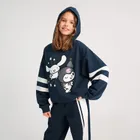 Cool Club, Spodnie dresowe dziewczęce, wide, ocieplane, granatowe, Hello Kitty and Friends