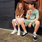 Cool Club, T-shirt dziewczęcy, prążkowany, brązowy