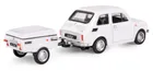 Daffi, Niewiadów, Fiat 126p z krótką przyczepką, pojazd, model metalowy, 1:43, biały