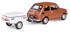 Daffi, Niewiadów, Fiat 126p z krótką przyczepką, pojazd, model metalowy, 1:43, brązowy