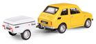 Daffi, Niewiadów, Fiat 126p z krótką przyczepką, pojazd, model metalowy, 1:43, żółty