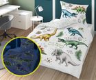 Dino, fluo, 2-częściowy komplet pościeli świecącej w ciemności, 160-200 cm