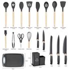 Elitehoff, zestaw noży i przyborów kuchennych w stojaku, 19 elementów